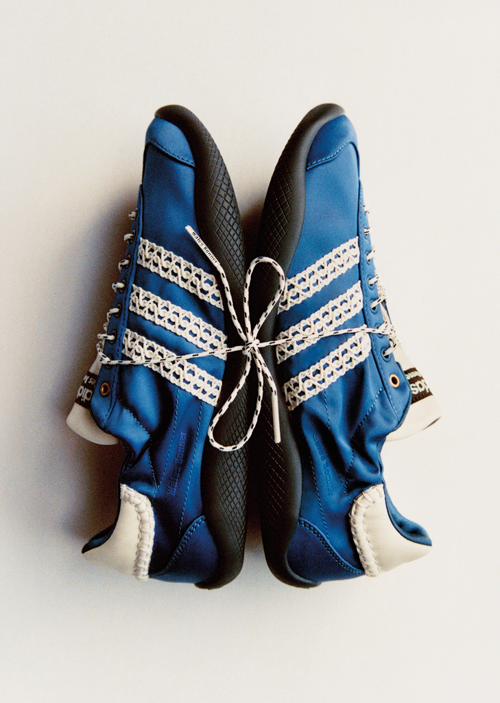 Karintha Lo Satin Sneaker — Cream White / Blue Quartz