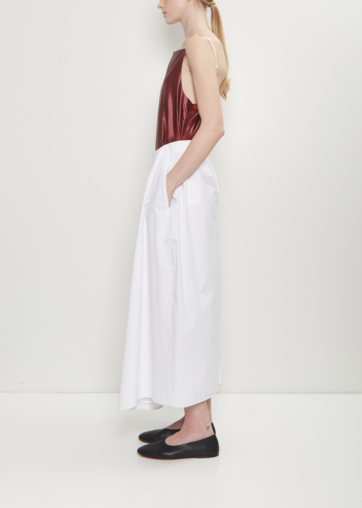 Cotton Poplin Tulip Pleated Skirt