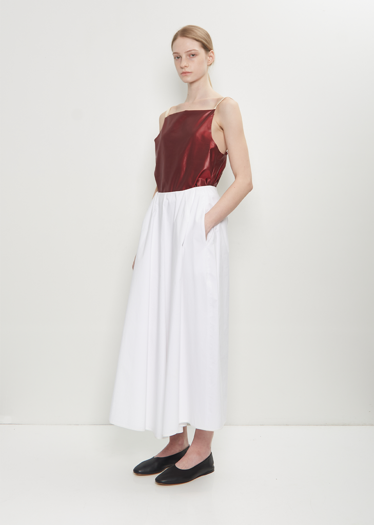 Cotton Poplin Tulip Pleated Skirt