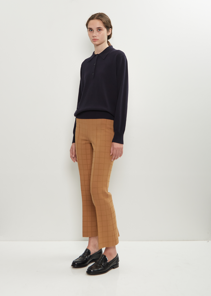 Stretch Cotton Matte Shine Windowpane Kick Pant