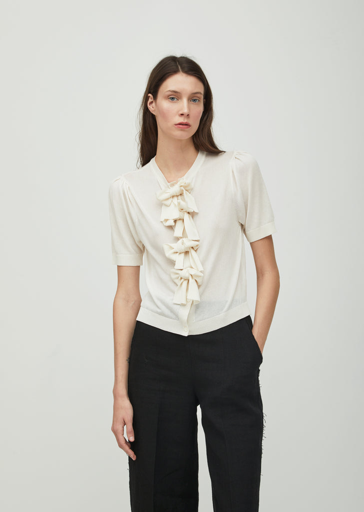 Puff Sleeve Bow Cardigan