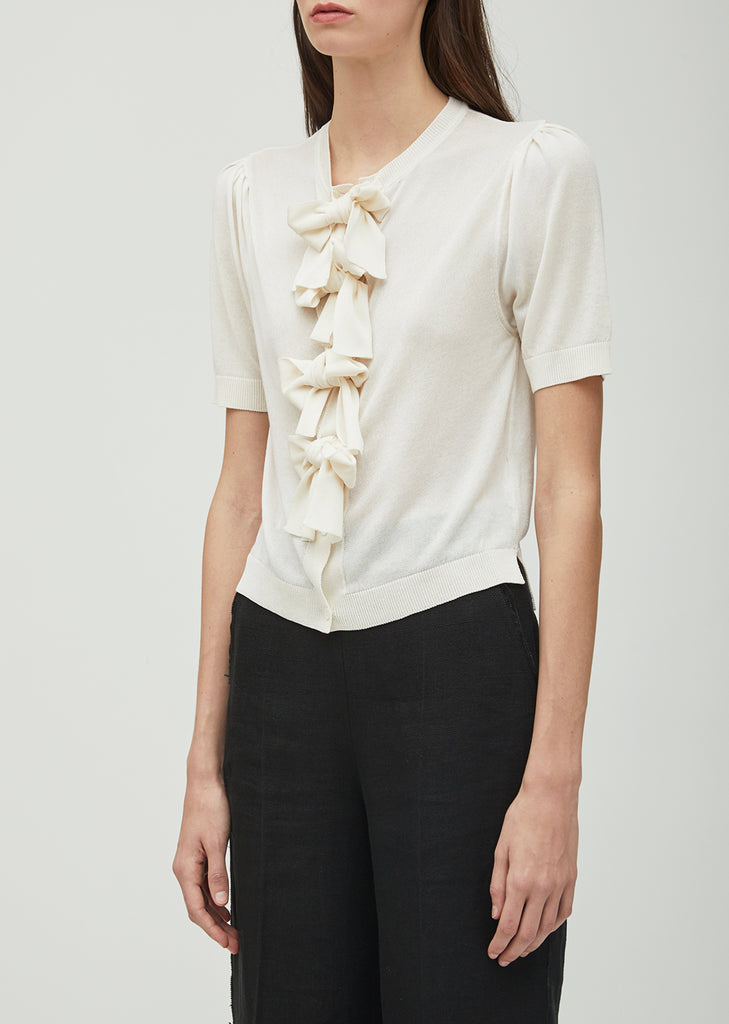 Puff Sleeve Bow Cardigan