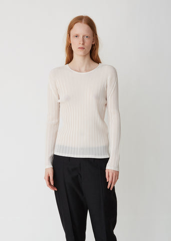 Rib Pleats Long Sleeve Top