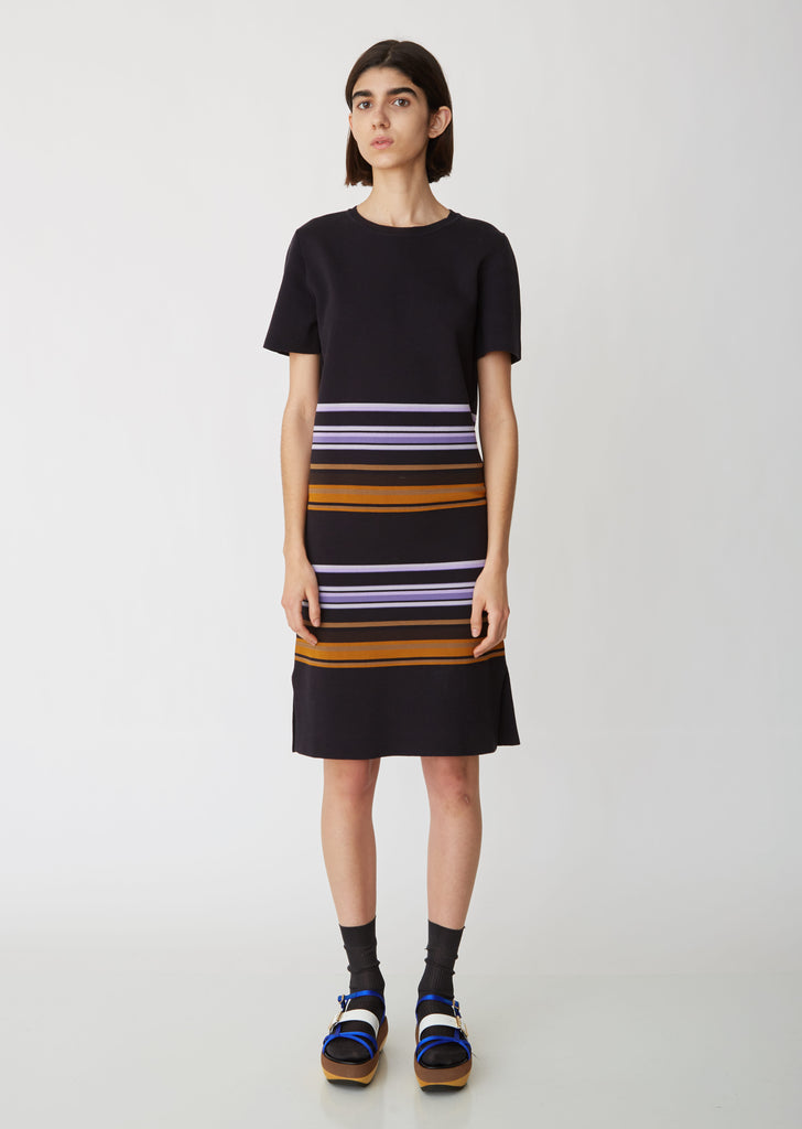 Striped Short Sleeve Knit Dress
