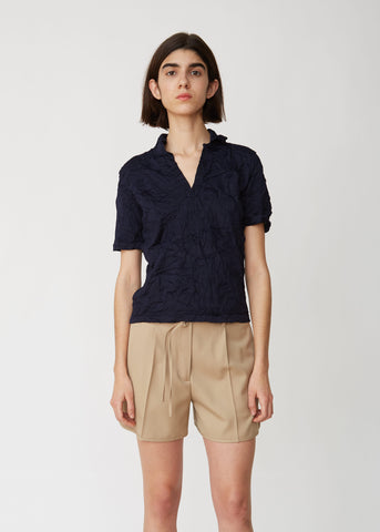 Winkled Karmina Polo Knit Top