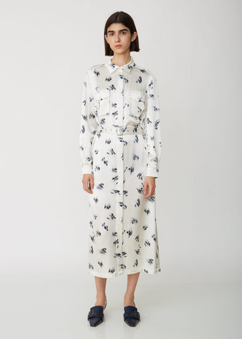 Imogene Printed Satin Tie Front Dress