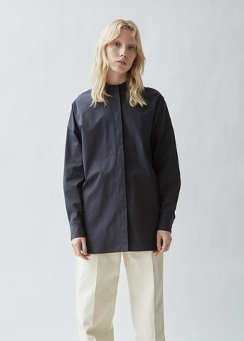 Gianna Collarless Poplin Shirt