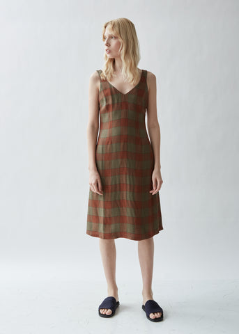 Bias Cut Midi Check Dress