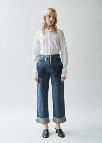 Shaded Pocket Detail Denim Trousers