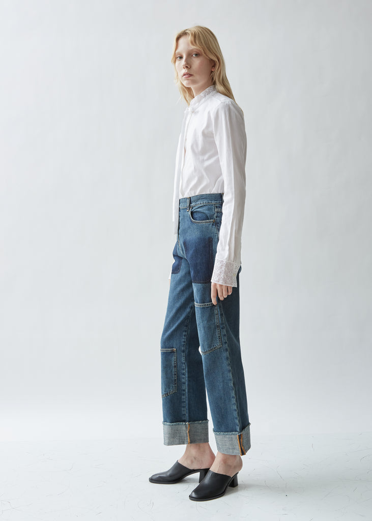 Shaded Pocket Detail Denim Trousers