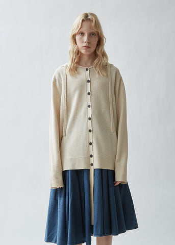 Wool Cashmere Hooded Cardigan