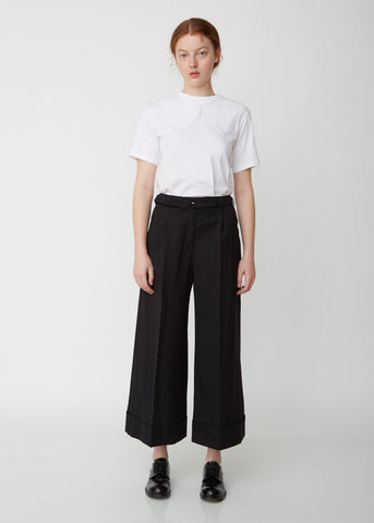 Tailored Wide Leg Trouser W/ Marabou Trim