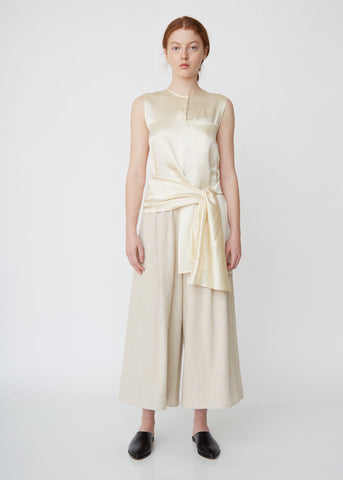 Washed Canvas Wide Long Pants