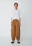 Compact Cotton Twill Wide Leg Pants