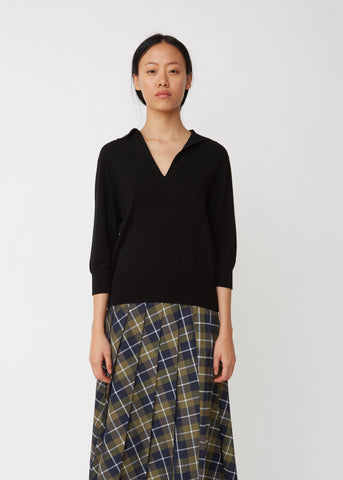 Open Collar Cashmere Cotton Jumper