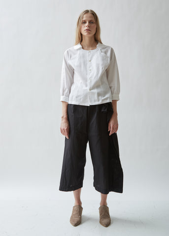 Cotton Satin Button Front Blouse