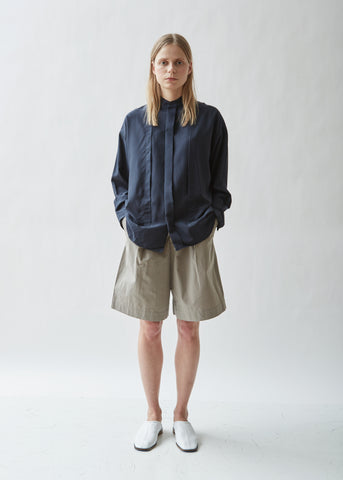 Spring Collarless Silk Shirt