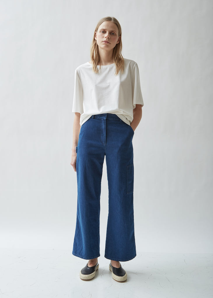Washed Denim Wide Leg Jean