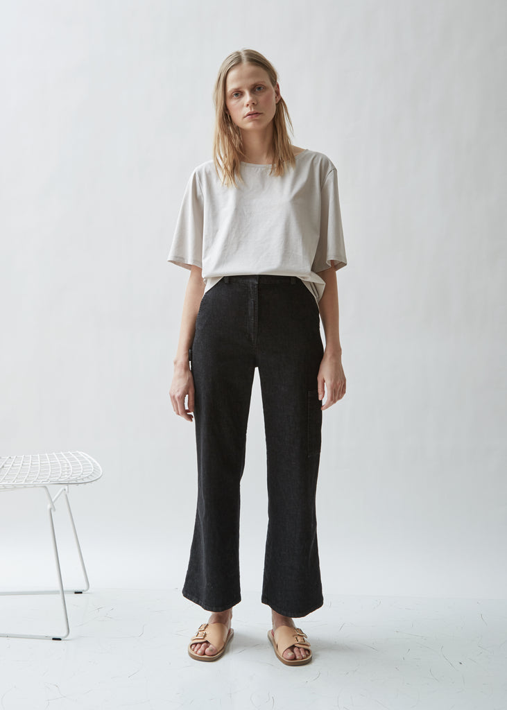 Washed Denim Wide Leg Jean