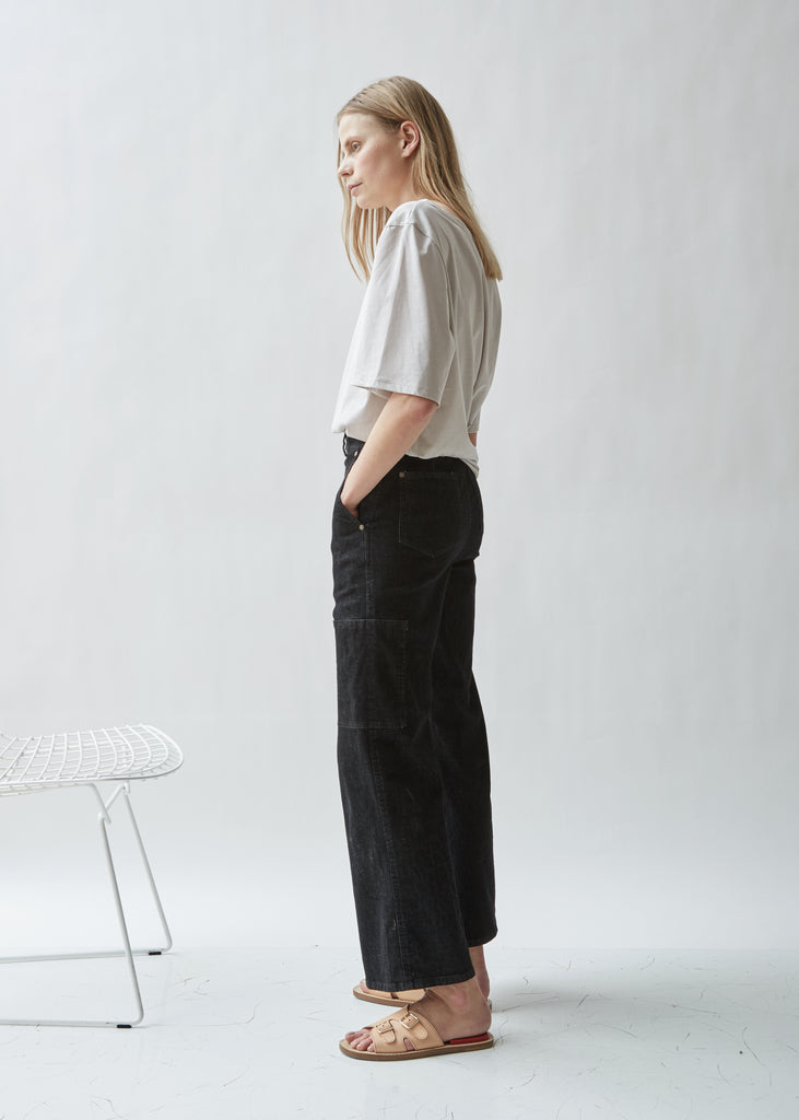 Washed Denim Wide Leg Jean