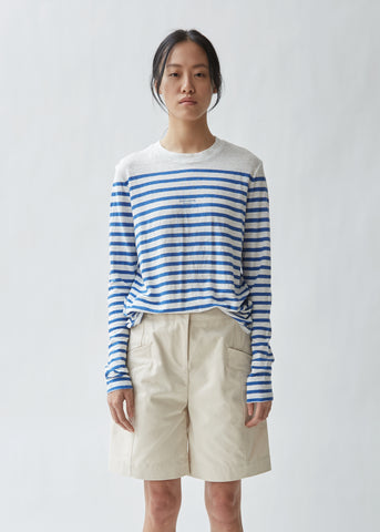 Taline Long Sleeve Striped Linen T-shirt