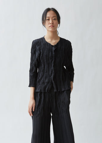 Splash Pleats Solid Cardigan