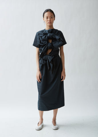 Tie Front Jacquard Dobby Dress