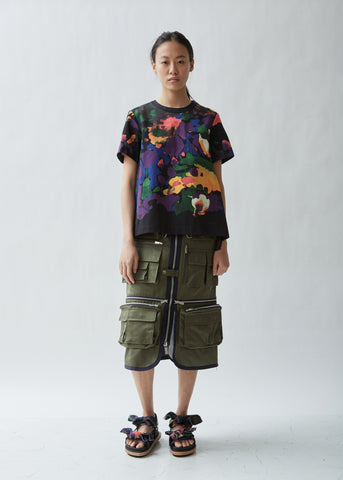 Flower Print Back Pleated Top