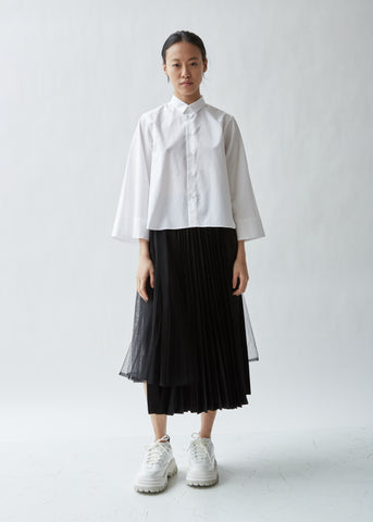 Satin and Tulle Pleated Skirt