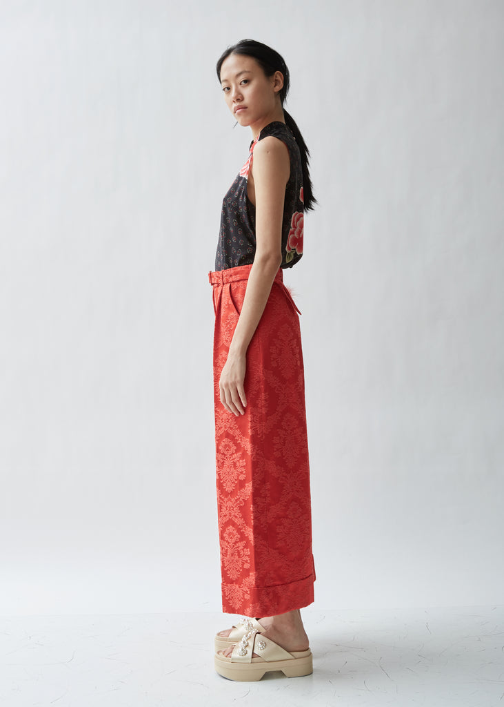 Wide Tailored Trouser W/ Marabou Trim