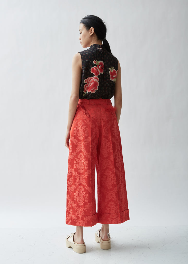 Wide Tailored Trouser W/ Marabou Trim