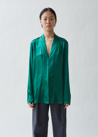 Shawl Collar Silk Blouse