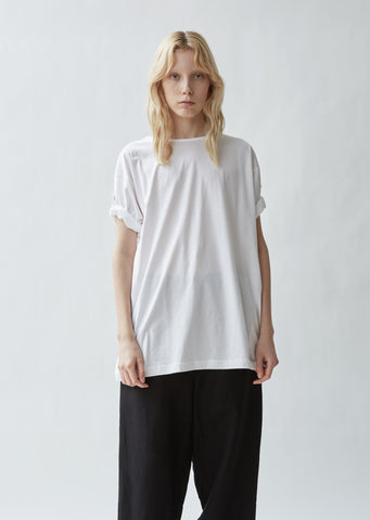 Jersey Drawstring Sleeve Crewneck T-Shirt