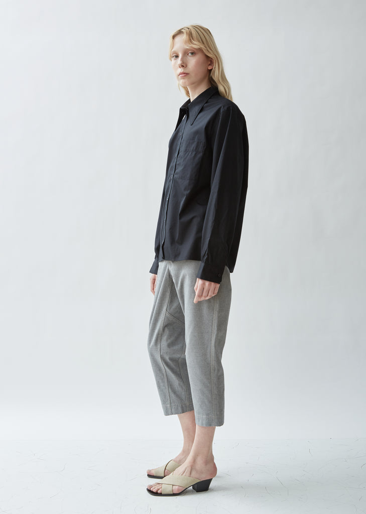 Straight Collar Poplin Shirt