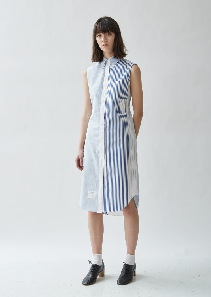 Sleeveless Striped Poplin Shirtdress