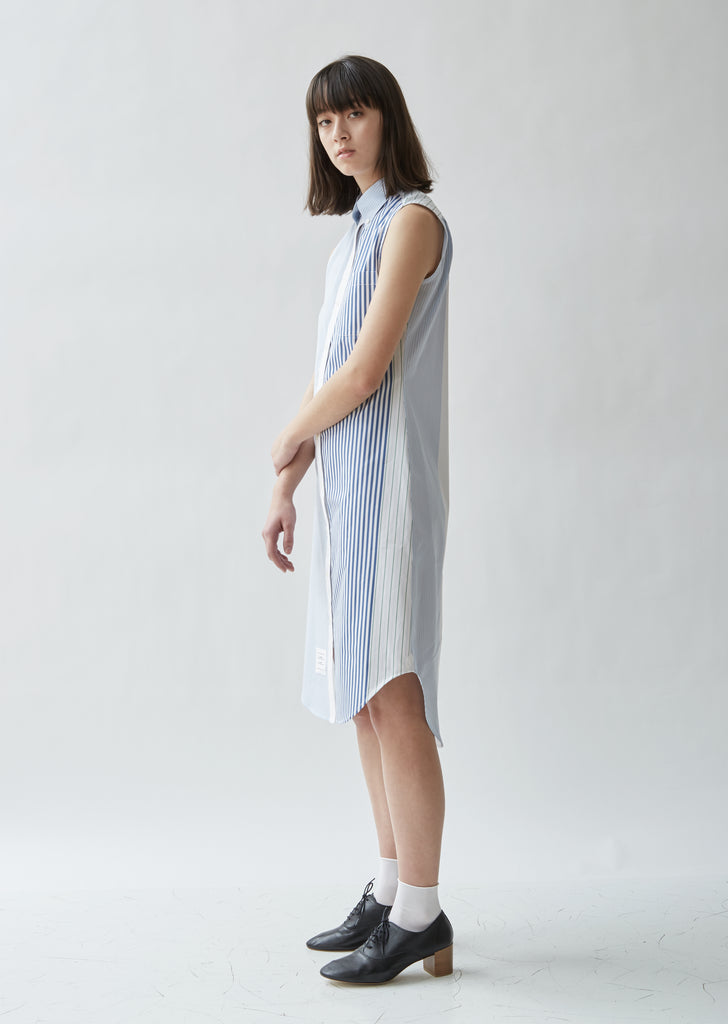 Sleeveless Striped Poplin Shirtdress