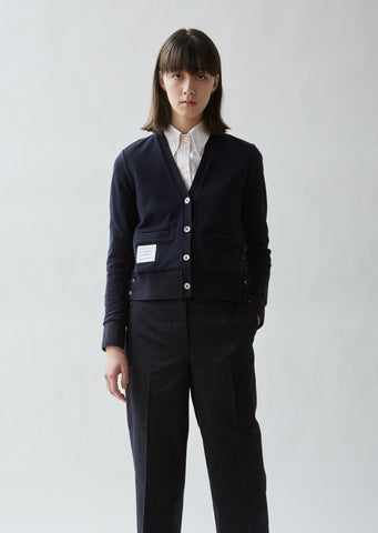 Piqué Cotton V-Neck Cardigan