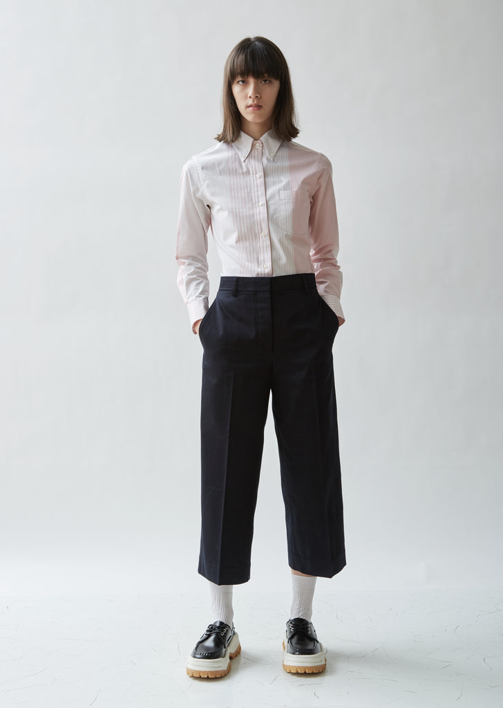 Straight Leg Cotton Twill Trousers