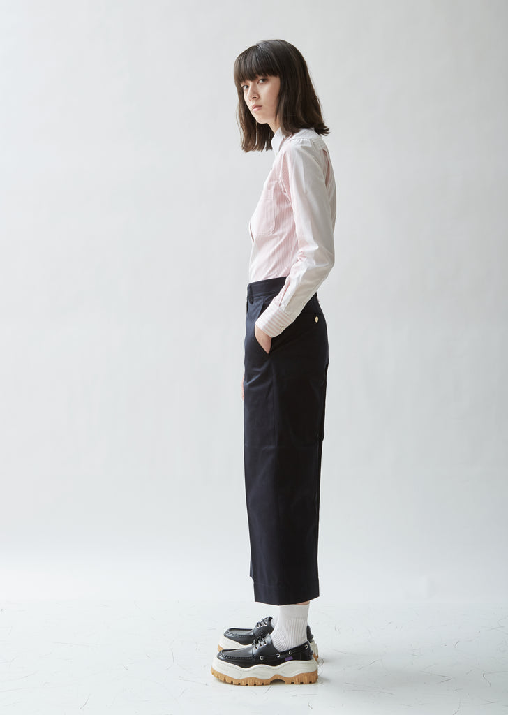 Straight Leg Cotton Twill Trousers