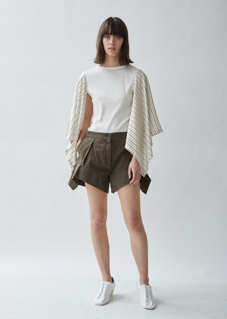 Stripe Contrast Draped T-shirt