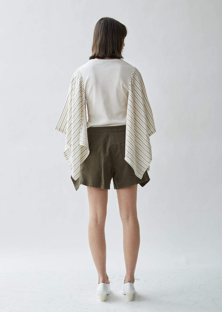 Stripe Contrast Draped T-shirt