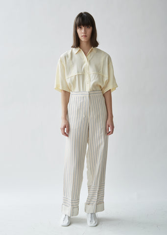 Stripe Contrast Panelled Trousers