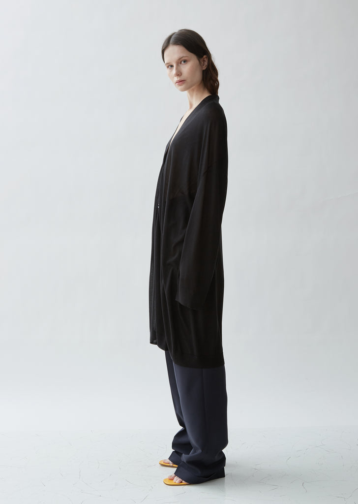 Gauge 18 Jersey Silk Long Cardigan