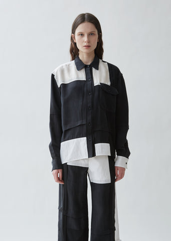 Contrast Panel Button Front Shirt