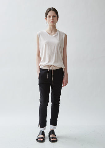 Plisse Trim Cotton Sweatpants