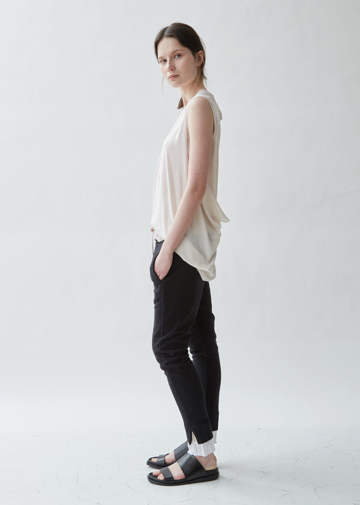 Plisse Trim Cotton Sweatpants