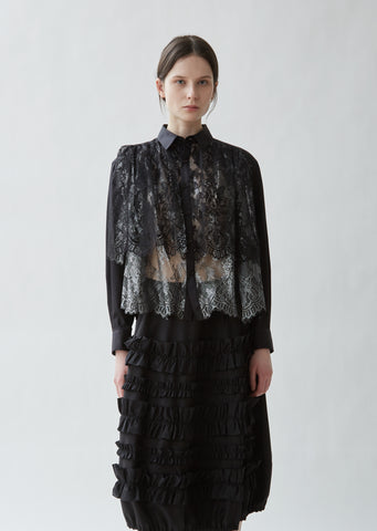 Cotton and Lace Foil Print Blouse