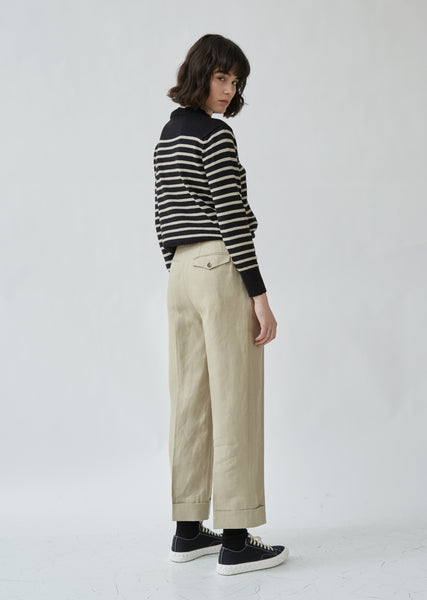 Linen Extended Waistband Trousers – La Garçonne