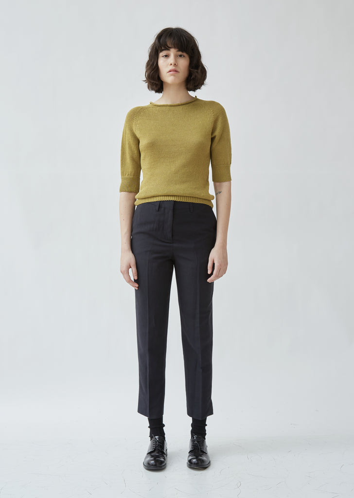 Mid Waist Crop Trousers