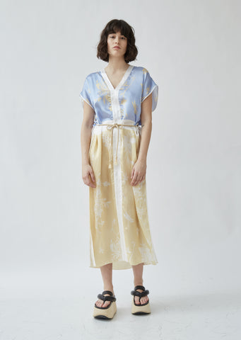 Bougainvillea Print Twill Kaftan Dress